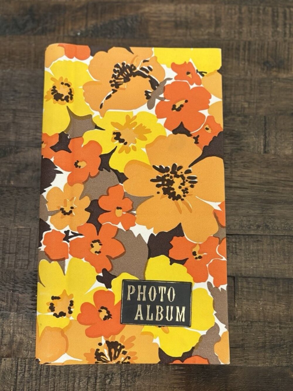 Vintage Photo Album Fabric Floral Orange Yellow